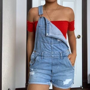 Denim Overall Shorts